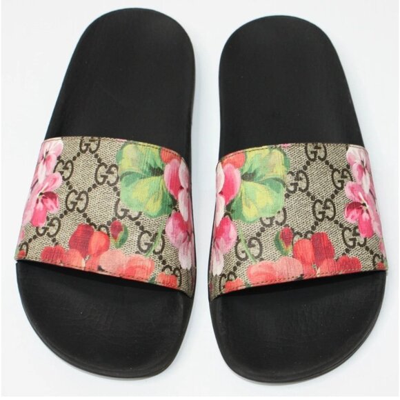Gucci Women’s Supreme Canvas GG Blooms Floral Slides Multicolor EU36 408508 - Picture 1 of 14